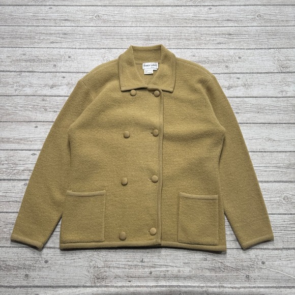 franco valeri Sweaters - Vintage Franco Valeri Sweater Womens Small Tan Wool Double Breasted Knit Outdoor